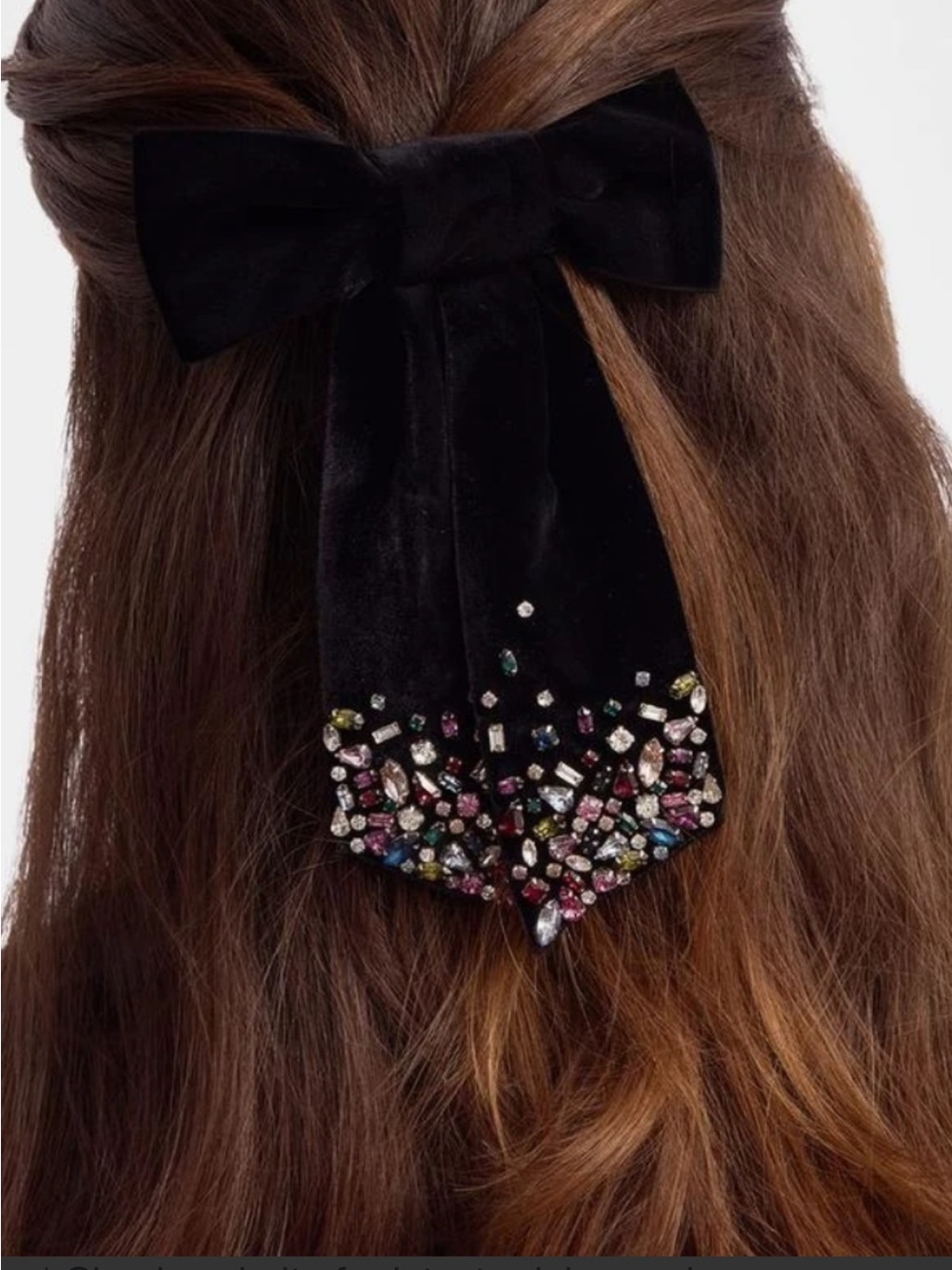 Mignonne Gavigan MaroonVelvet Bow Clip with Crystal Embellishments NWT - Picture 5 of 5